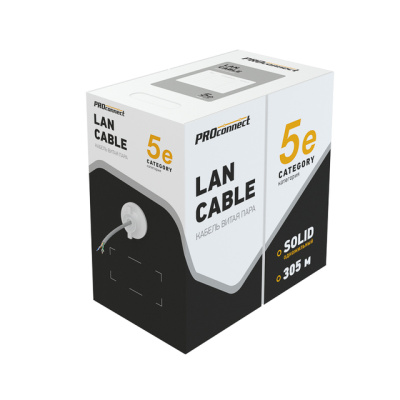 Кабель PROconnect LIGHT UTP 4PR 26AWG, CCA, CAT5, PVC серый,  (305 м)